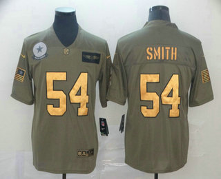 Men's Dallas Cowboys #54 Jaylon Smith Olive Gold 2019 Salute To Service Stitched NFL Nike Limited Jersey