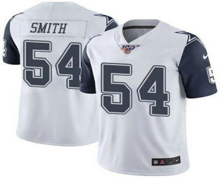 Men's Dallas Cowboys #54 Jaylon Smith White 100th Season 2016 Color Rush Stitched NFL Nike Limited Jersey