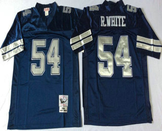 Men's Dallas Cowboys #54 Randy White Navy Blue With Silver Throwback Jersey by Mitchell & Ness