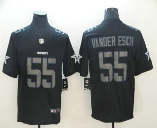 Men's Dallas Cowboys #55 Leighton Vander Esch Black 2018 Fashion Impact Black Color Rush Stitched NFL Nike Limited Jersey