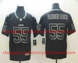 Men's Dallas Cowboys #55 Leighton Vander Esch 2018 Black Lights Out Color Rush Stitched NFL Nike Limited Jersey