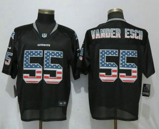 Men's Dallas Cowboys #55 Leighton Vander Esch Black USA Flag Fashion Stitched NFL Nike Elite Jersey