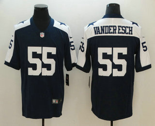 Men's Dallas Cowboys #55 Leighton Vander Esch Blue Thanksgiving 2018 Vapor Untouchable Stitched NFL Nike Limited Jersey
