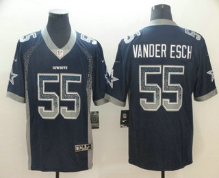 Men's Dallas Cowboys #55 Leighton Vander Esch Navy Blue 2018 Fashion Drift Color Rush Stitched NFL Nike Limited Jersey