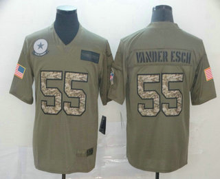 Men's Dallas Cowboys #55 Leighton Vander Esch Olive Camo 2019 Salute To Service Stitched NFL Nike Limited Jersey