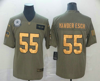 Men's Dallas Cowboys #55 Leighton Vander Esch Olive Gold 2019 Salute To Service Stitched NFL Nike Limited Jersey