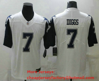 Men's Dallas Cowboys #7 Trevon Diggs 2021 White Thanksgiving Limited Stitched Jersey