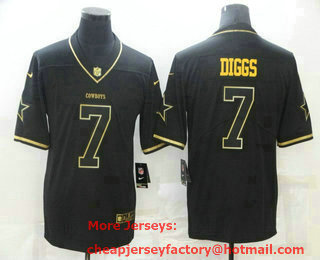 Men's Dallas Cowboys #7 Trevon Diggs Black Golden Edition Stitched NFL Nike Limited Jersey