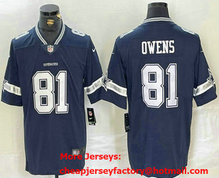 Men's Dallas Cowboys #81 Terrell Owens Navy Vapor Untouchable Limited Stitched Football Jersey