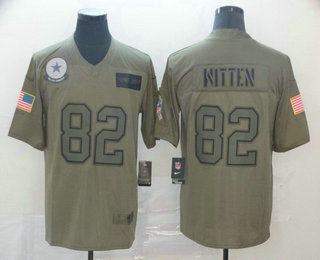 Men's Dallas Cowboys #82 Jason Witten NEW Olive 2019 Salute To Service Stitched NFL Nike Limited Jersey