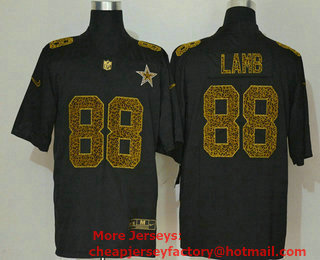 Men's Dallas Cowboys #88 CeeDee Lamb Black 2020 Nike Flocked Leopard Print Vapor Limited NFL Jersey