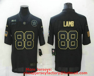 Men's Dallas Cowboys #88 CeeDee Lamb Black 2020 Salute To Service Stitched NFL Nike Limited Jersey