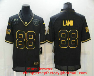 Men's Dallas Cowboys #88 CeeDee Lamb Black Gold 2020 Salute To Service Stitched NFL Nike Limited Jersey