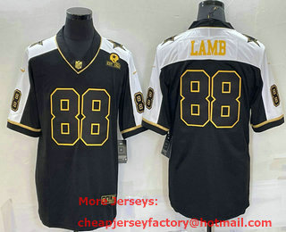 Men's Dallas Cowboys #88 CeeDee Lamb Black Gold Thanksgiving With Patch Stitched Jersey