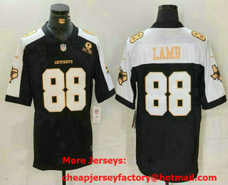 Men's Dallas Cowboys #88 CeeDee Lamb Blue Gold Name Thanksgiving FUSE Vapor Limited Stitched Jersey