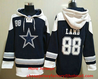 Men's Dallas Cowboys #88 CeeDee Lamb Navy Blue Ageless Must Have Lace Up Pullover Hoodie