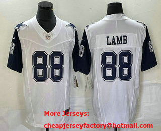 Men's Dallas Cowboys #88 CeeDee Lamb White FUSE Vapor Thanksgiving Limited Stitched Jersey