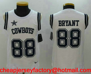 Men's Dallas Cowboys #88 Dez Bryant White Color Rush 2017 Vest Stitched NFL Nike Tank Top Jersey