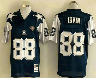 Men's Dallas Cowboys #88 Michael Irvin Navy Blue 75TH Thanksgivings Throwback Jersey