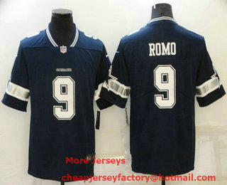 Men's Dallas Cowboys #9 Tony Romo Blue 2021 Vapor Untouchable Stitched NFL Nike Limited Jersey