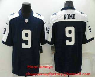 Men's Dallas Cowboys #9 Tony Romo Blue Thanksgiving 2021 Vapor Untouchable Stitched NFL Nike Limited Jersey