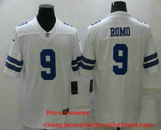 Men's Dallas Cowboys #9 Tony Romo White 2021 Vapor Untouchable Stitched NFL Nike Limited Jersey