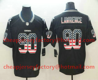Men's Dallas Cowboys #90 Demarcus Lawrence 2018 USA Flag Fashion Black Color Rush Stitched Nike Limited Jersey