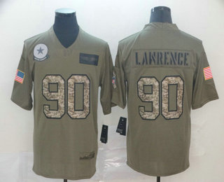 Men's Dallas Cowboys #90 Demarcus Lawrence Olive Camo 2019 Salute To Service Stitched NFL Nike Limited Jersey