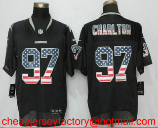 Men's Dallas Cowboys #97 Taco Charlton Black USA Flag Fashion Stitched Nike Elite Jersey