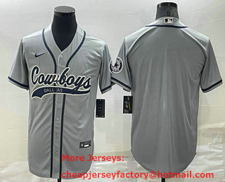 Men's Dallas Cowboys Blank Grey Stitched MLB Cool Base Nike Baseball Jersey