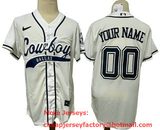Men's Dallas Cowboys Custom White Stitched Cool Base Nike Baseball Jersey