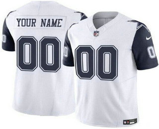 Men's Dallas Cowboys Customized Limited White Throwback FUSE Vapor Jersey