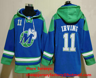 Men's Dallas Mavericks #11 Kyrie Irving Blue Ageless Must Have Lace Up Pullover Hoodie