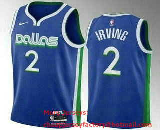 Men's Dallas Mavericks #2 Kyrie Irving Blue 2022 City Icon Heat Press Jersey