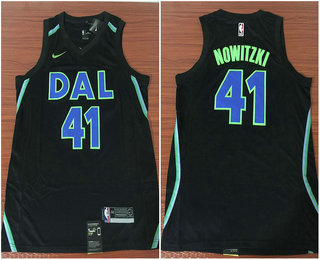 Men's Dallas Mavericks #41 Dirk Nowitzki Black NBA Swingman City Edition Jersey