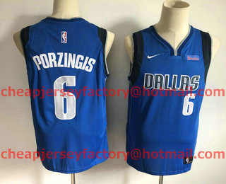 Men's Dallas Mavericks #6 Kristaps Porzingis New Light Blue 2019 NBA Swingman 5miles Stitched NBA Jersey