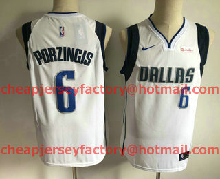 Men's Dallas Mavericks #6 Kristaps Porzingis New White 2019 NBA Swingman 5miles Stitched NBA Jersey