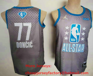 Men's Dallas Mavericks #77 Luka Doncic Gray Stitched Basketball Jersey