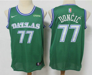 Men's Dallas Mavericks #77 Luka Doncic Green 2020 NBA Swingman Stitched Nike NBA Jersey With NEW Sponsor Logo