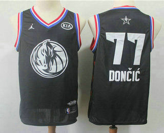 Men's Dallas Mavericks #77 Luka Doncic Jordan Brand Black 2019 All-Star Game Swingman Jersey With The Sponsor Logo