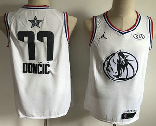 Men's Dallas Mavericks #77 Luka Doncic Jordan Brand White 2019 All-Star Game Swingman Jersey With The Sponsor Logo