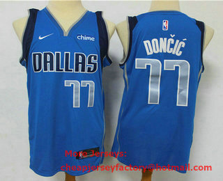 Men's Dallas Mavericks #77 Luka Doncic Light Blue 2020 NBA Swingman Stitched NBA Jersey With NEW Sponsor Logo
