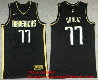 Men's Dallas Mavericks #77 Luka Doncic NEW 2020 Black Golden Edition Nike Swingman Jersey