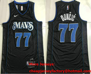 Men's Dallas Mavericks #77 Luka Doncic Navy Blue 2023 City Icon AU Jersey
