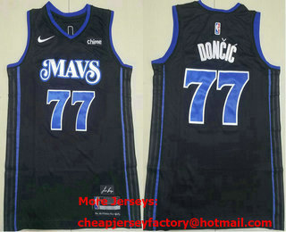 Men's Dallas Mavericks #77 Luka Doncic Navy Blue 2023 City Icon Sponsor Swingman Jersey