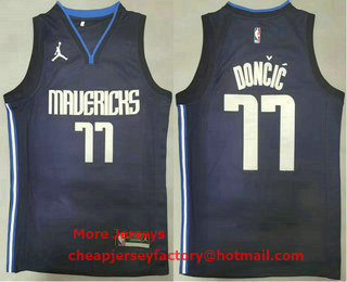 Men's Dallas Mavericks #77 Luka Doncic Navy Blue Brand Jordan 2020 Swingman Stitched NBA Jersey
