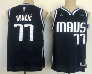 Men's Dallas Mavericks #77 Luka Doncic Navy Blue Jordan 2022 Stitched Jersey