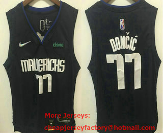 Men's Dallas Mavericks #77 Luka Doncic Navy Blue Nike 75th Anniversary Diamond 2021 Stitched Jersey