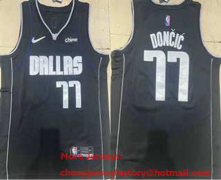 Men's Dallas Mavericks #77 Luka Doncic Navy Blue Nike 75th Anniversary Diamond 2022 Stitched Jersey