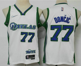 Men's Dallas Mavericks #77 Luka Doncic White Nike Diamond 2022 City Edition Swingman Stitched Jersey